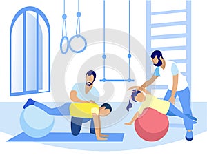 Exercise on Fitball for People with Injure Cartoon