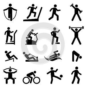 Exercise, fitness, gym icon set