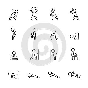 Exercise fitness line icon set, vector eps10