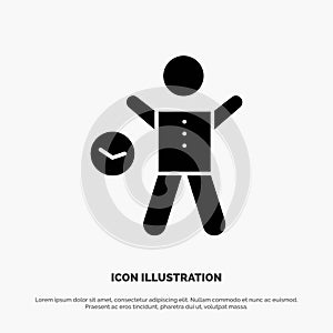 Exercise, Gym, Time, Health, Man solid Glyph Icon vector
