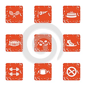 Exercise icons set, grunge style