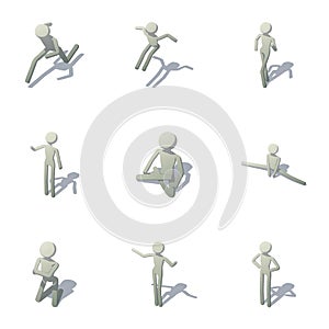 Exercise icons set, isometric style