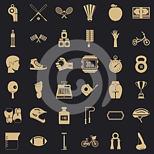 Exercise icons set, simple style