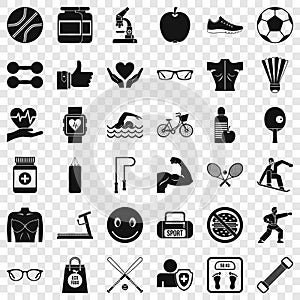 Exercise icons set, simple style