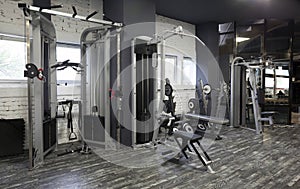 Exercise machines in a gym