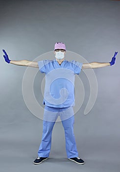 Exercise for medic, nurse,  dentist in standing position.
