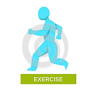 Exercise morning jogging isolated human figure vector illustration