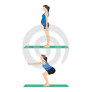 Exercise for pregnant woman. Sport during pregnancy. Idea of active and healthy lifestyle. Squat