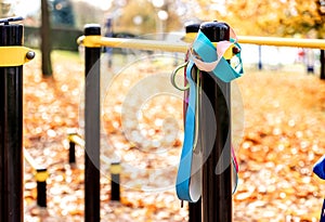 Exercise rubber bands for fitness hang on steel bar for workout