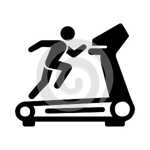 Exercise, running, treadmill icon. Black vector graphics