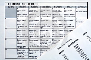 Exercise Schedule & Health Chart