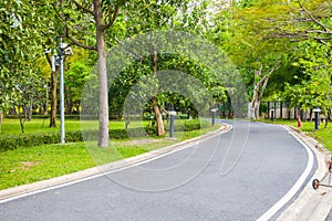 Exercise walkway in garden Park in the middle of Bangkok, Thailand