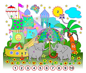 Exercise for young children. Need to find the numbers from 1 till 10 hidden in the picture. Logic puzzle game.