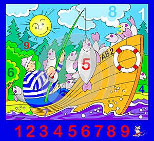 Exercise for young children. Need to find the numbers hidden in the picture. Logic puzzle game. Developing skills for counting.