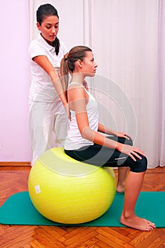 exercises control basin trunk with bobath ball fitball stabilization exercises photo