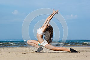 Exercising on the beach