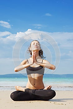 Exercising on the beach