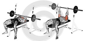 Exercising. Close-Grip Barbell Bench Press