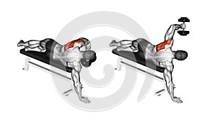 Exercising. Lead hand with a dumbbell rear deltoid