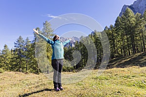 Exercising in nature.