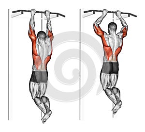 Exercising. Pull-ups on the brachialis