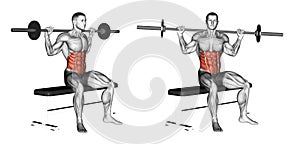 Exercising. Seated Barbell Twist