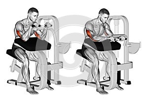 Exercising. Selectorized Triceps Extension