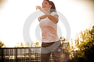 Daily exercising. Sport woman. On the move.