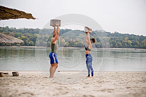 Exercising with tree stumps