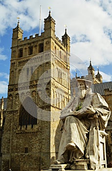 Exeter cathedral and statue