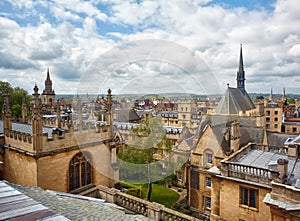 Exeter College and Bodleian Library as seen from the cupola of Sheldonian Theatre. Oxford. England
