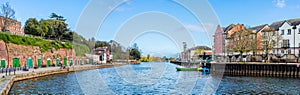 Quayside on river Exe in Exeter, Devon, England, UK