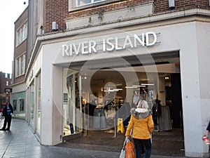 EXETER, DEVON, UK - December 03 2019: River Island shop front on Exeter High Street