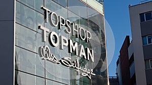 EXETER, DEVON, UK - January 29 2020: Topshop, Topman, and Miss Selfridge sign on a shop front