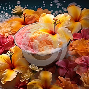 Exfoliant with flowers: a colorful body scrub mixed with natural floral additives