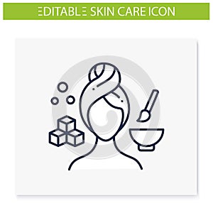 Exfoliating face scrub line icon