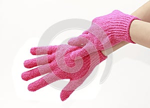 Exfoliating gloves isolated photo