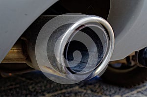 Exhaust of a diesel car to illustrate the diesel exhaust and carbon dioxide emissions