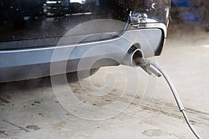 Exhaust fume measurement of a diesel engine photo