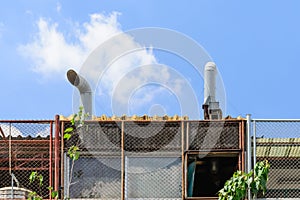 Exhaust hood on roof of resturant photo