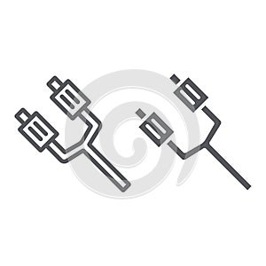 Exhaust pipe line and glyph icon, auto and detail, car part sign, vector graphics, a linear pattern on a white