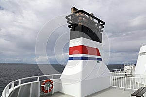 Exhaust pipe on a LNG-powered ferry