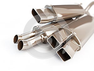 Exhaust silencer automobile muffler. 3d Illustrations