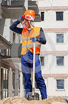 Exhausted construction worker