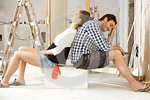 Exhausted DIY couple