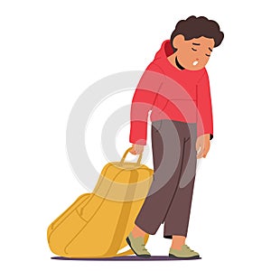 Exhausted Schoolchild Drags A Burdensome Backpack, Drooping Eyelids Conveying Weariness, Vector Illustration