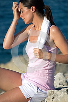 exhausted woman after exercise