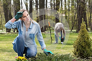Exhausting work in garden