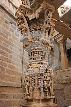 Exhaustive Carving on Marble Pillar