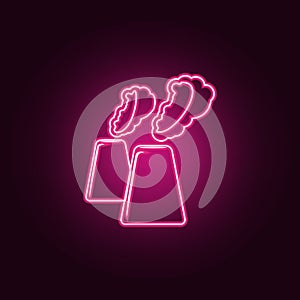 exhausts of factories icon. Elements of Ecology in neon style icons. Simple icon for websites, web design, mobile app, info